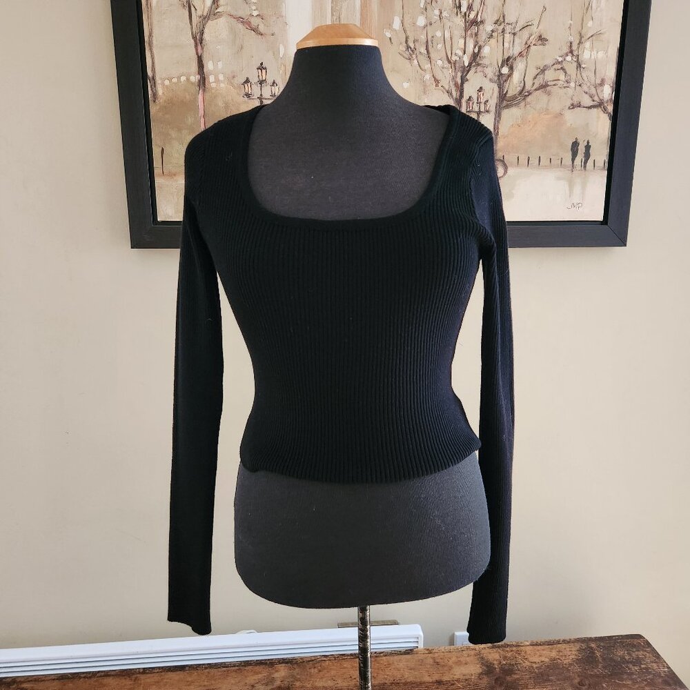 Ardene black ribbed knit sweater top / S